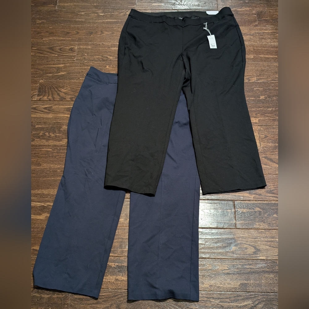 NWT Set of 2 Lane Bryant Ponte Pants with Stretch Black and Navy